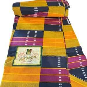 Love Africa, African Ankara Dutch wax gold, yellow black purple fabric 6 yards
